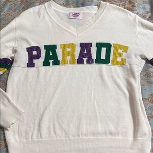 Sparkle city Mardi Gras Parade White Sweater size large